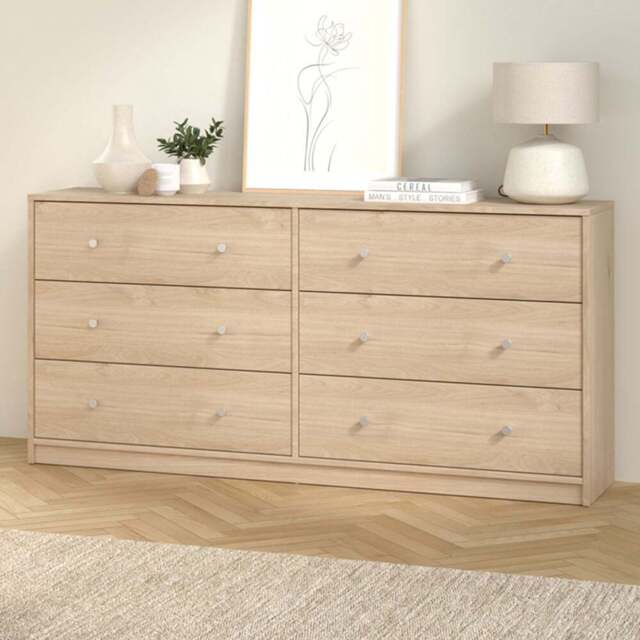 Furniture To Go May 6 Drawer Jackson Hickory Oak Chest of Drawers - Brown - Wilko - image 1