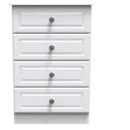 Crowndale Pembroke 4 Drawer Matt White Midi Chest of Drawers Ready Assembled - White Matt - Wilko - thumbnail 3