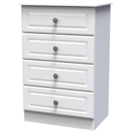 Crowndale Pembroke 4 Drawer Matt White Midi Chest of Drawers Ready Assembled - White Matt - Wilko - thumbnail 4