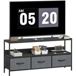 HOMCOM 3 Foldable Liner Drawer Single Shelf Black TV Cabinet - Size: 56 x 29 x 120cm - Wilko - thumbnail 3