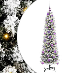 vidaXL Pre-Lit Warm White LED and Lilac Baubles White Artificial Christmas Tree with Stand 4.9ft - Wilko - thumbnail 3