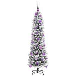 vidaXL Pre-Lit Warm White LED and Lilac Baubles White Artificial Christmas Tree with Stand 4.9ft - Wilko - thumbnail 5