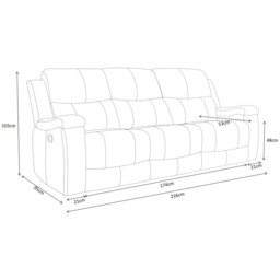 Ledbury 3 Seater Dark Grey Fabric Manual Recliner Sofa - Wilko - thumbnail 4
