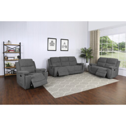 Ledbury 3 Seater Dark Grey Fabric Manual Recliner Sofa - Wilko - thumbnail 3