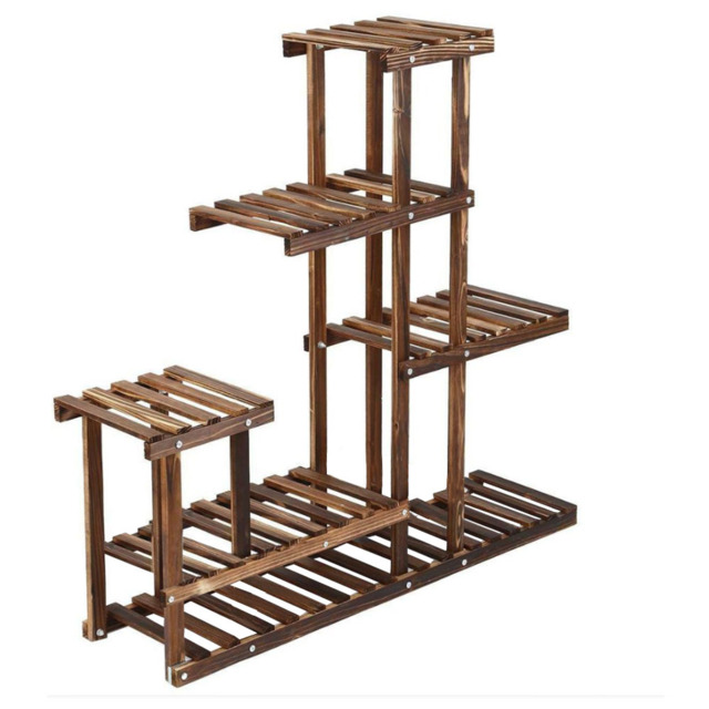 Living and Home Multi Tiered Rustic Brown Plant Stand - Size: 25 x 96cm - Wilko - image 1