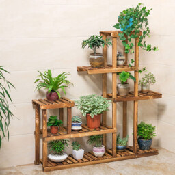 Living and Home Multi Tiered Rustic Brown Plant Stand - Size: 25 x 96cm - Wilko - thumbnail 3
