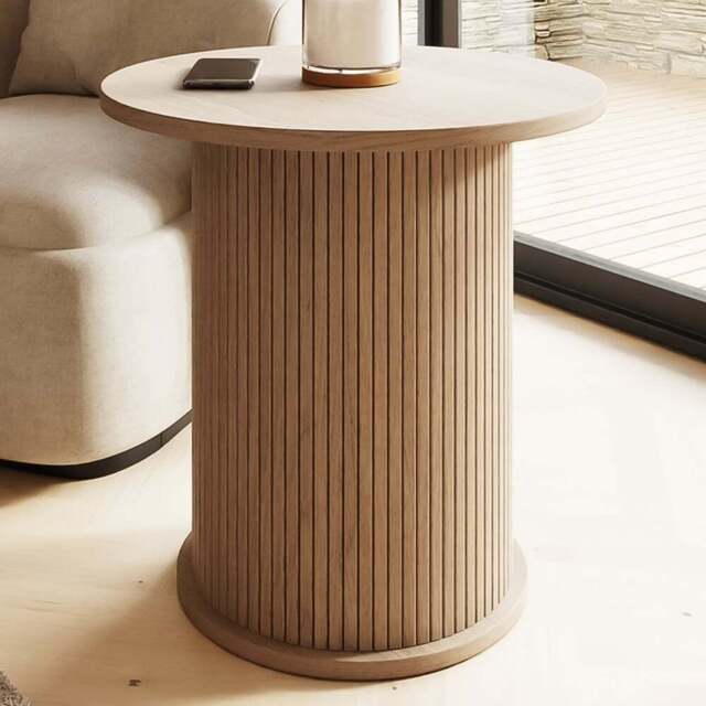 GFW Omari Oak Slatted Side Table - Size: 50 x 50 x 50cm - Wilko - image 1