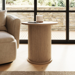 GFW Omari Oak Slatted Side Table - Size: 50 x 50 x 50cm - Wilko - thumbnail 6