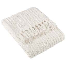 Hoem Arvo Natural Woven Fringed Throw 130 x 180cm - Size: 180 x 130cm - Cream - Wilko - thumbnail 1