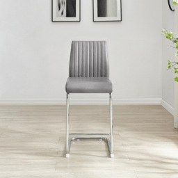 Furniturebox Fontana Elephant Grey Faux Leather and Silver Counter Stools Set of 2 - Wilko - thumbnail 6