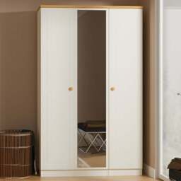 Crowndale Warwick 3 Door White Ash and Oak Mirror Wardrobe - Wilko - thumbnail 1