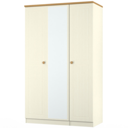 Crowndale Warwick 3 Door White Ash and Oak Mirror Wardrobe - Wilko - thumbnail 3