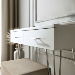CARME Home Olivia 2 Drawer White Dressing Table and Padded Stool Set - Size: 36 x 47 x 98cm - Wilko - thumbnail 4