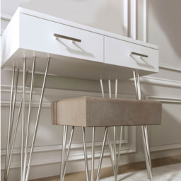 CARME Home Olivia 2 Drawer White Dressing Table and Padded Stool Set - Size: 36 x 47 x 98cm - Wilko - thumbnail 5