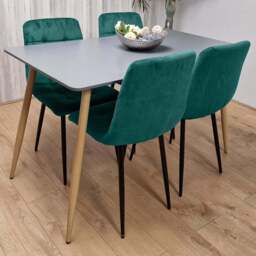 Kosy Koala 4 Seater Wooden Dining Table Set Grey and Green - Multi - Wilko