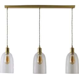 ValueLights Kira Glass Dome 3 Drop Bar Brushed Gold Diner LED Ceiling Pendant Light - Size: 134.5 x 89.5 x 15.5cm - Black - Wilko - thumbnail 1