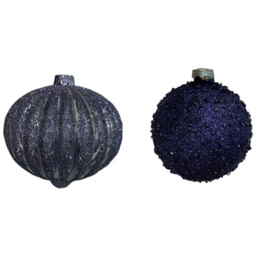 Single Midnight Fantasy Navy Blue Sequin Glass Bauble in Assorted styles - Size: 1 Piece - Wilko - thumbnail 1