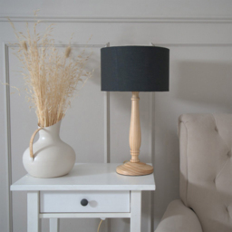 ValueLights Victoria Charcoal Fabric Drum Shade Light Wood Traditional Stem LED Table Lamp - Size: 45.5 x 25.5 x 25.5cm - Cream - Wilko - thumbnail 4