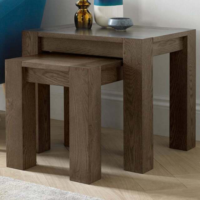 Bentley Designs Turin Dark Oak Nesting Table Set of 2 - Size: 50 x 55 x 45cm - Brown - Wilko - image 1