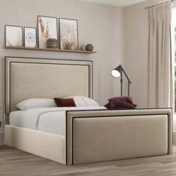 DS Living Verona Double Plush Cream Piping Ottoman Bed - Wilko - thumbnail 1