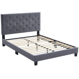Furniture One King Size Green Upholstered Bed Frame with Adjustable Tufted Headboard - Grey - Wilko - thumbnail 3