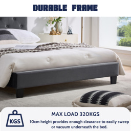 Furniture One King Size Green Upholstered Bed Frame with Adjustable Tufted Headboard - Grey - Wilko - thumbnail 6