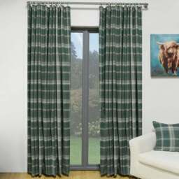 Divante Highbury Dark Green Check Curtains 183 x 168cm - Size: W 183 x D 168cm - Wilko - thumbnail 1