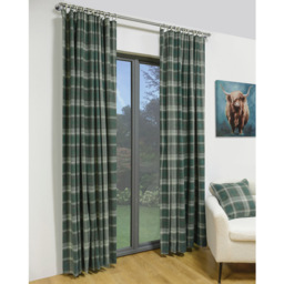 Divante Highbury Dark Green Check Curtains 183 x 168cm - Size: W 183 x D 168cm - Wilko - thumbnail 3