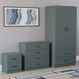 VIDA DESIGNS Riano Green 3 Piece Bedroom Furniture Set - Jasper Green - Wilko - thumbnail 1