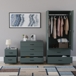 VIDA DESIGNS Riano Green 3 Piece Bedroom Furniture Set - Jasper Green - Wilko - thumbnail 4