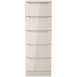 Crowndale Milan 5 Drawer Kashmir Gloss and Kashmir Tall Bedside Cabinet Ready Assembled - Kashmir Gloss & Kashmir - Wilko - thumbnail 4