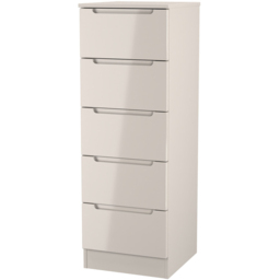 Crowndale Milan 5 Drawer Kashmir Gloss and Kashmir Tall Bedside Cabinet Ready Assembled - Kashmir Gloss & Kashmir - Wilko - thumbnail 3