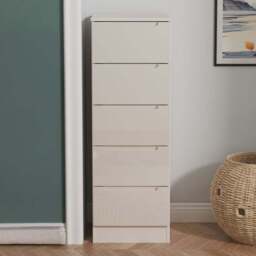 Crowndale Milan 5 Drawer Kashmir Gloss and Kashmir Tall Bedside Cabinet Ready Assembled - Kashmir Gloss & Kashmir - Wilko - thumbnail 1