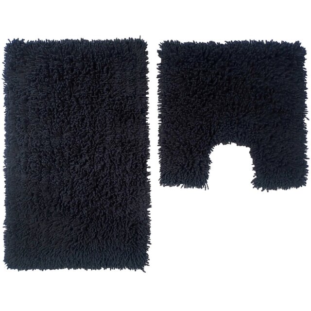 Luxurious Twist Bath Mat Set - Black - Wilko - image 1
