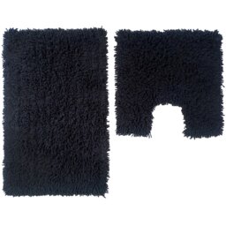 Luxurious Twist Bath Mat Set - Black - Wilko - thumbnail 1