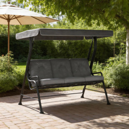 Outsunny 3 Seater Grey Garden Swing Chair with Adjustable Canopy - Light Grey - Wilko - thumbnail 4