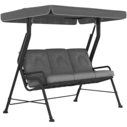 Outsunny 3 Seater Grey Garden Swing Chair with Adjustable Canopy - Light Grey - Wilko - thumbnail 3