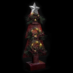 Shatchi Red Wooden Tree LED Christmas Decoration with Berries and Pines - Size: 80 x 12 x 10cm - Wilko - thumbnail 5