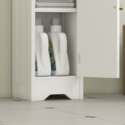 HOMCOM Single Door White Slim Bathroom Storage Cabinet with Toilet Roll Holder - Size: 79 x 20 x 21cm - Wilko - thumbnail 4