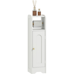 HOMCOM Single Door White Slim Bathroom Storage Cabinet with Toilet Roll Holder - Size: 79 x 20 x 21cm - Wilko - thumbnail 3