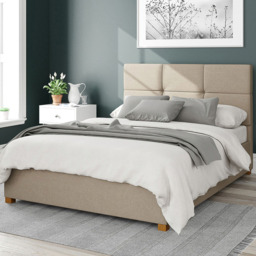 Aspire Caine King Size Natural Eire Linen Ottoman Bed - Cream - Aspire Beds - Wilko