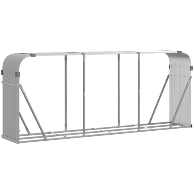 vidaXL Grey Galvanised Steel Firewood Log Holder 100 x 234 x 45cm - Wilko - image 1