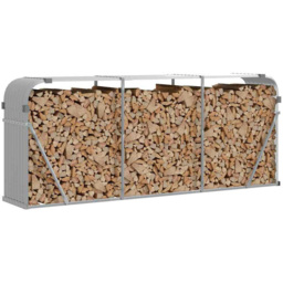 vidaXL Grey Galvanised Steel Firewood Log Holder 100 x 234 x 45cm - Wilko - thumbnail 3