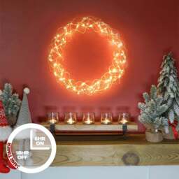 Xmas Haus LED Copper Wire Wreath - Gold - Wilko - thumbnail 7