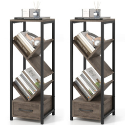 Costway 4 Tier Single Drawer Grey Floor Standing Tree Bookshelf - Size: 30 x 30 x 92cm - Wilko - thumbnail 4