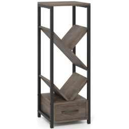 Costway 4 Tier Single Drawer Grey Floor Standing Tree Bookshelf - Size: 30 x 30 x 92cm - Wilko - thumbnail 3