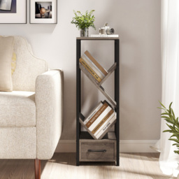 Costway 4 Tier Single Drawer Grey Floor Standing Tree Bookshelf - Size: 30 x 30 x 92cm - Wilko - thumbnail 5