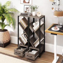 Costway 4 Tier Single Drawer Grey Floor Standing Tree Bookshelf - Size: 30 x 30 x 92cm - Wilko - thumbnail 6