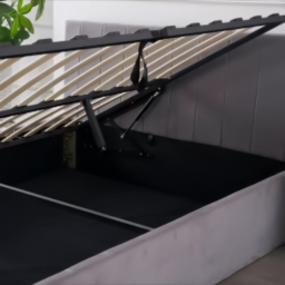 Portland Kosy Koala Double Grey Line Pattern Velvet Pine Wood Gas Lift Ottoman Bed - Size: Small Double - Wilko - thumbnail 4