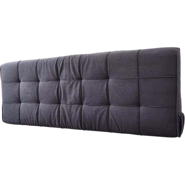 Living and Home Dark Grey Quilted Rectangular Headboard Cushion with Side Pocket 60 x 180cm - Size: 60 x 180 x 6cm - Wilko - image 1